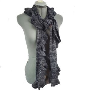 Chinese Laundry silver and black ruffle scarf